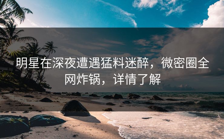 明星在深夜遭遇猛料迷醉，微密圈全网炸锅，详情了解