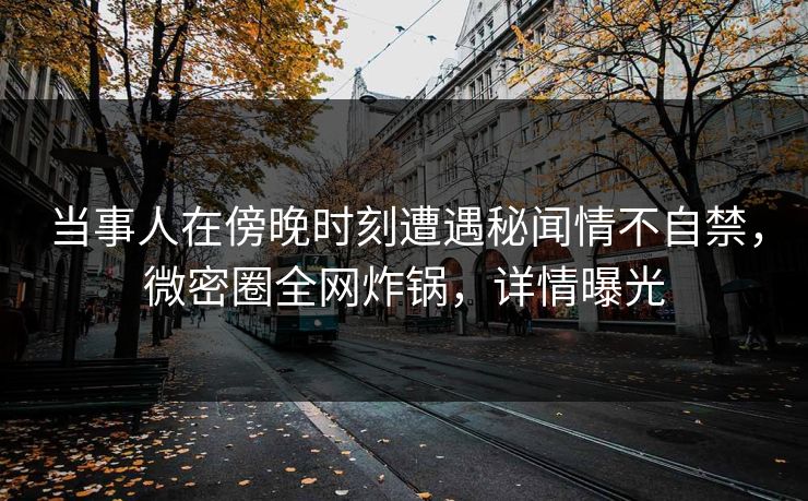 当事人在傍晚时刻遭遇秘闻情不自禁，微密圈全网炸锅，详情曝光