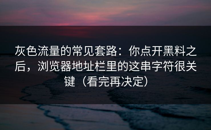 灰色流量的常见套路：你点开黑料之后，浏览器地址栏里的这串字符很关键（看完再决定）