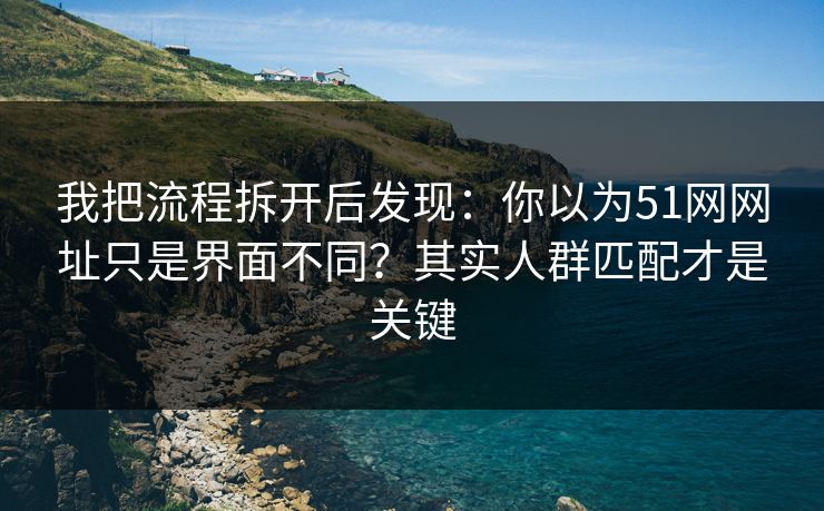 我把流程拆开后发现:你以为51网网址只是界面不同?其实人群匹配才是关键 我把流程拆开后发现:你以为51网网址只是界面不同?其实人群匹配才是关键